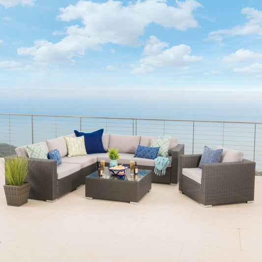 Christopher Knight Home Santa Rosa Outdoor Set di 7 sedute in vimini componibili