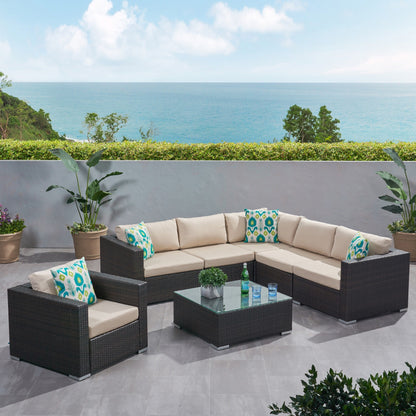 Christopher Knight Home Santa Rosa Outdoor Set di 7 sedute in vimini componibili