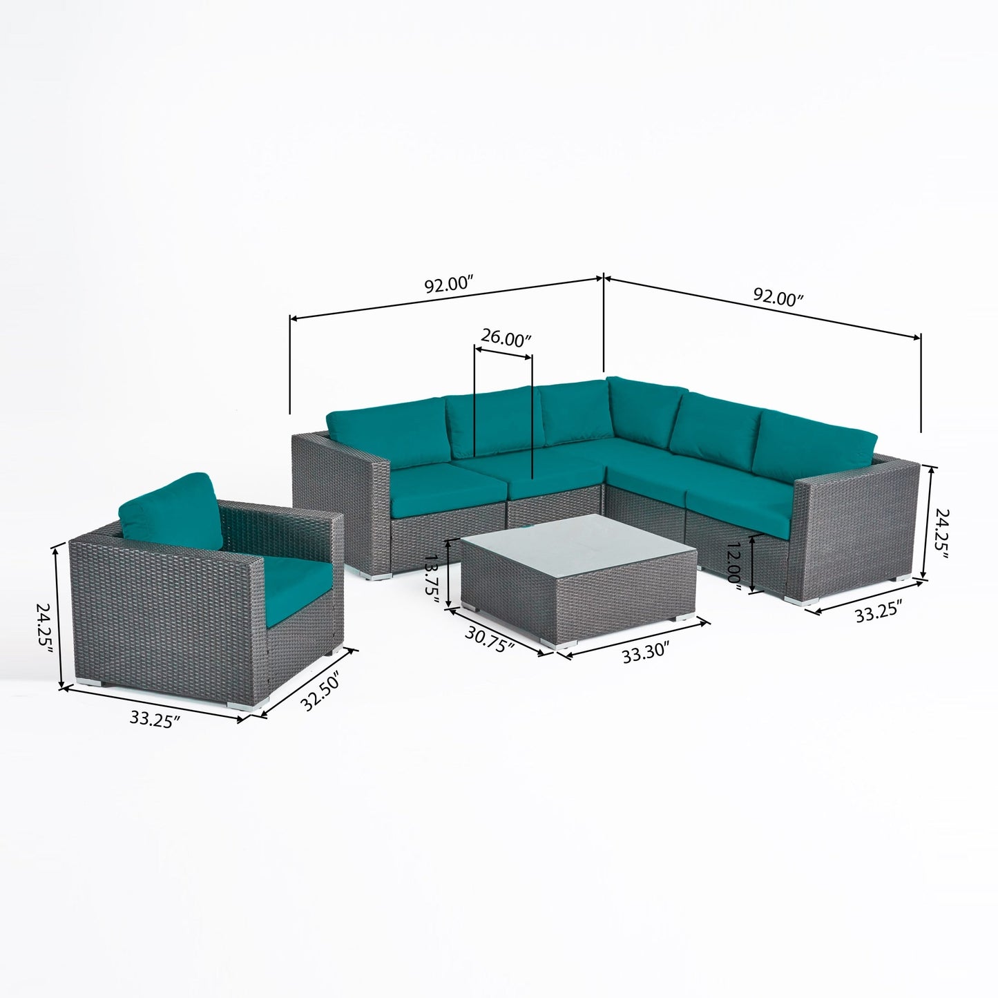 Christopher Knight Home Santa Rosa Outdoor Set di 7 sedute in vimini componibili
