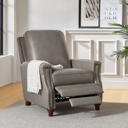 Poltrona reclinabile moderna in vera pelle con finiture a borchie in stile Cigar di HULALA HOME