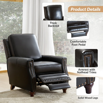 Poltrona reclinabile moderna in vera pelle con finiture a borchie in stile Cigar di HULALA HOME