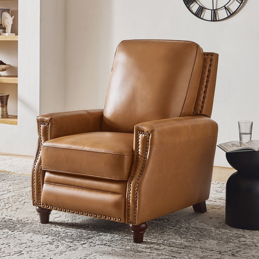 Poltrona reclinabile moderna in vera pelle con finiture a borchie in stile Cigar di HULALA HOME