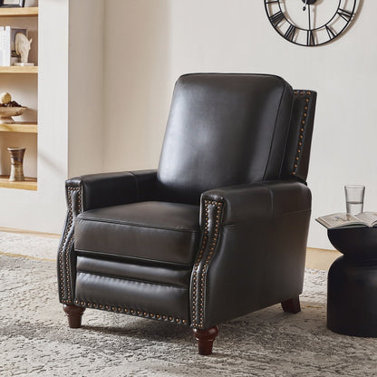 Poltrona reclinabile moderna in vera pelle con finiture a borchie in stile Cigar di HULALA HOME