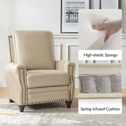 Poltrona reclinabile moderna in vera pelle con finiture a borchie in stile Cigar di HULALA HOME