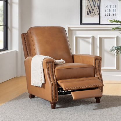 Poltrona reclinabile moderna in vera pelle con finiture a borchie in stile Cigar di HULALA HOME