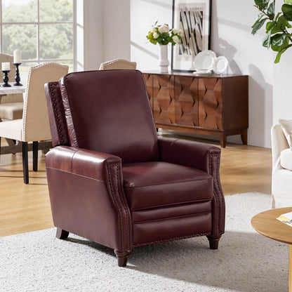 Poltrona reclinabile moderna in vera pelle con finiture a borchie in stile Cigar di HULALA HOME