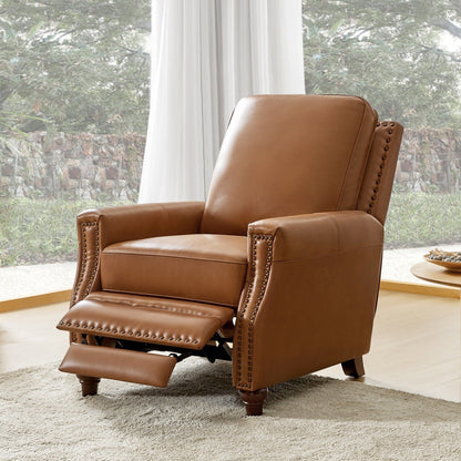 Poltrona reclinabile moderna in vera pelle con finiture a borchie in stile Cigar di HULALA HOME
