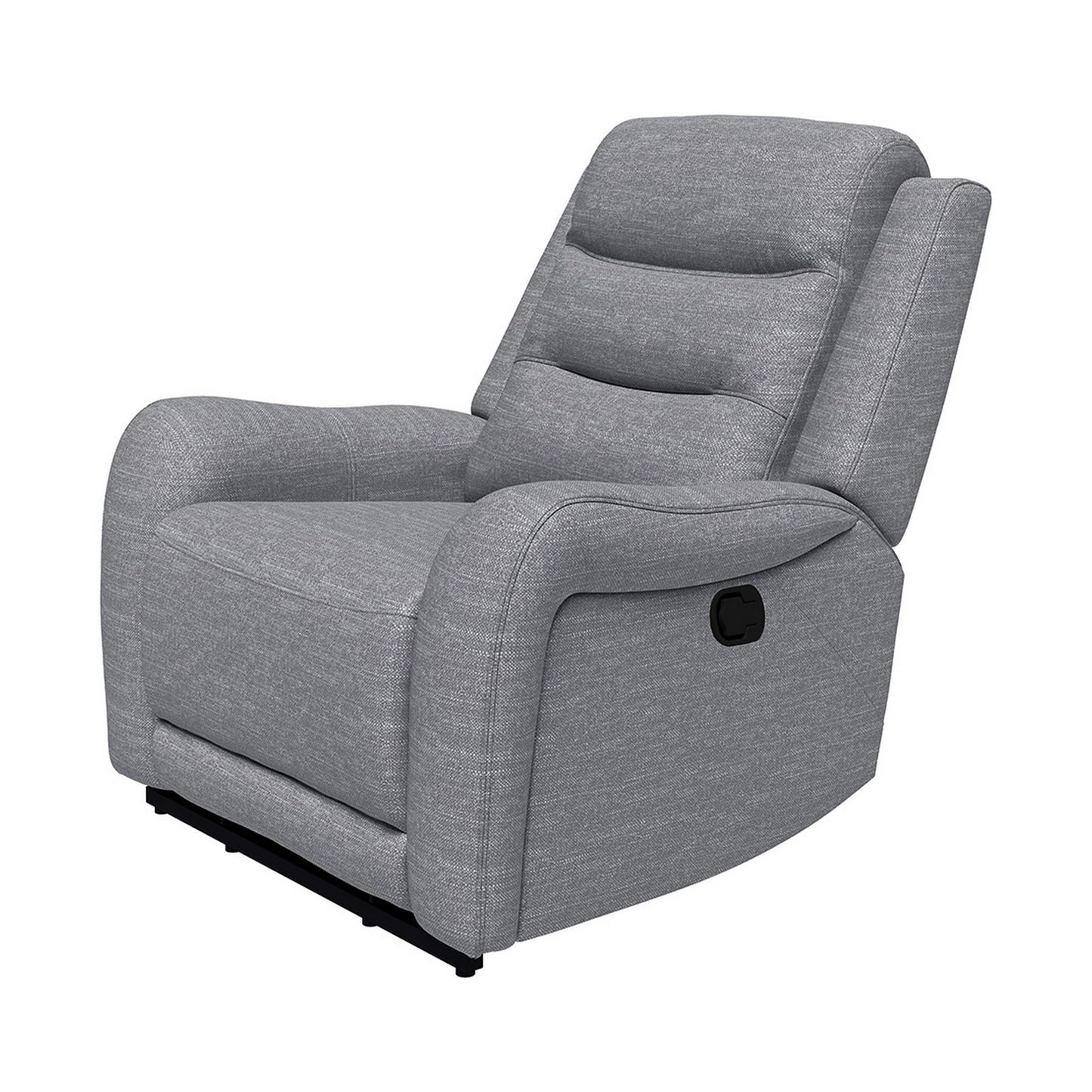 Poltrona reclinabile manuale Clair con braccioli a spirale, struttura in legno, tessuto grigio