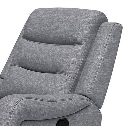Poltrona reclinabile manuale Clair con braccioli a spirale, struttura in legno, tessuto grigio