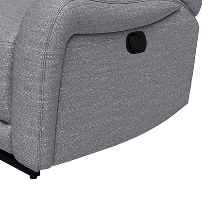 Poltrona reclinabile manuale Clair con braccioli a spirale, struttura in legno, tessuto grigio