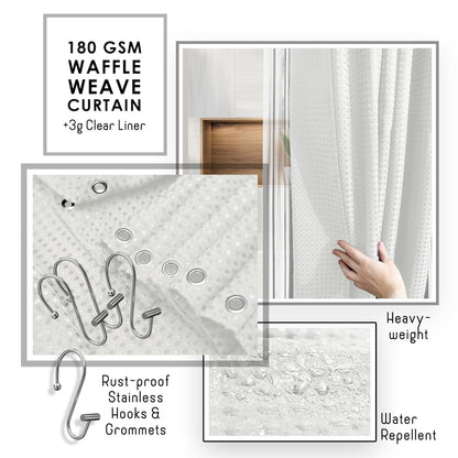 Set di accessori da bagno in bambù Clara Clark con tenda da doccia, scopino per WC, cestino e dispenser di sapone