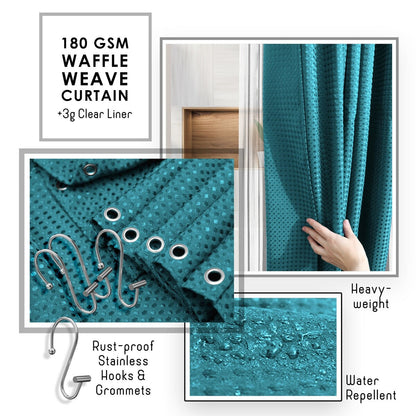 Set di accessori da bagno in bambù Clara Clark con tenda da doccia, scopino per WC, cestino e dispenser di sapone