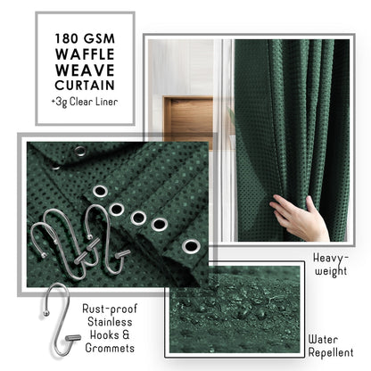 Set di accessori da bagno in bambù Clara Clark con tenda da doccia, scopino per WC, cestino e dispenser di sapone