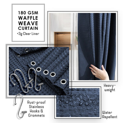 Set di accessori da bagno in bambù Clara Clark con tenda da doccia, scopino per WC, cestino e dispenser di sapone