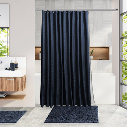 Set di accessori da bagno in bambù Clara Clark con tenda da doccia, scopino per WC, cestino e dispenser di sapone