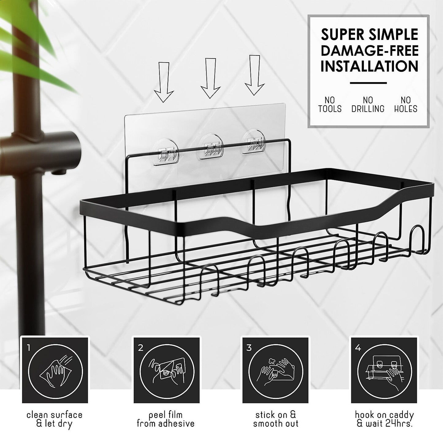 Clara Clark Shower Caddy adesivo portaoggetti per doccia