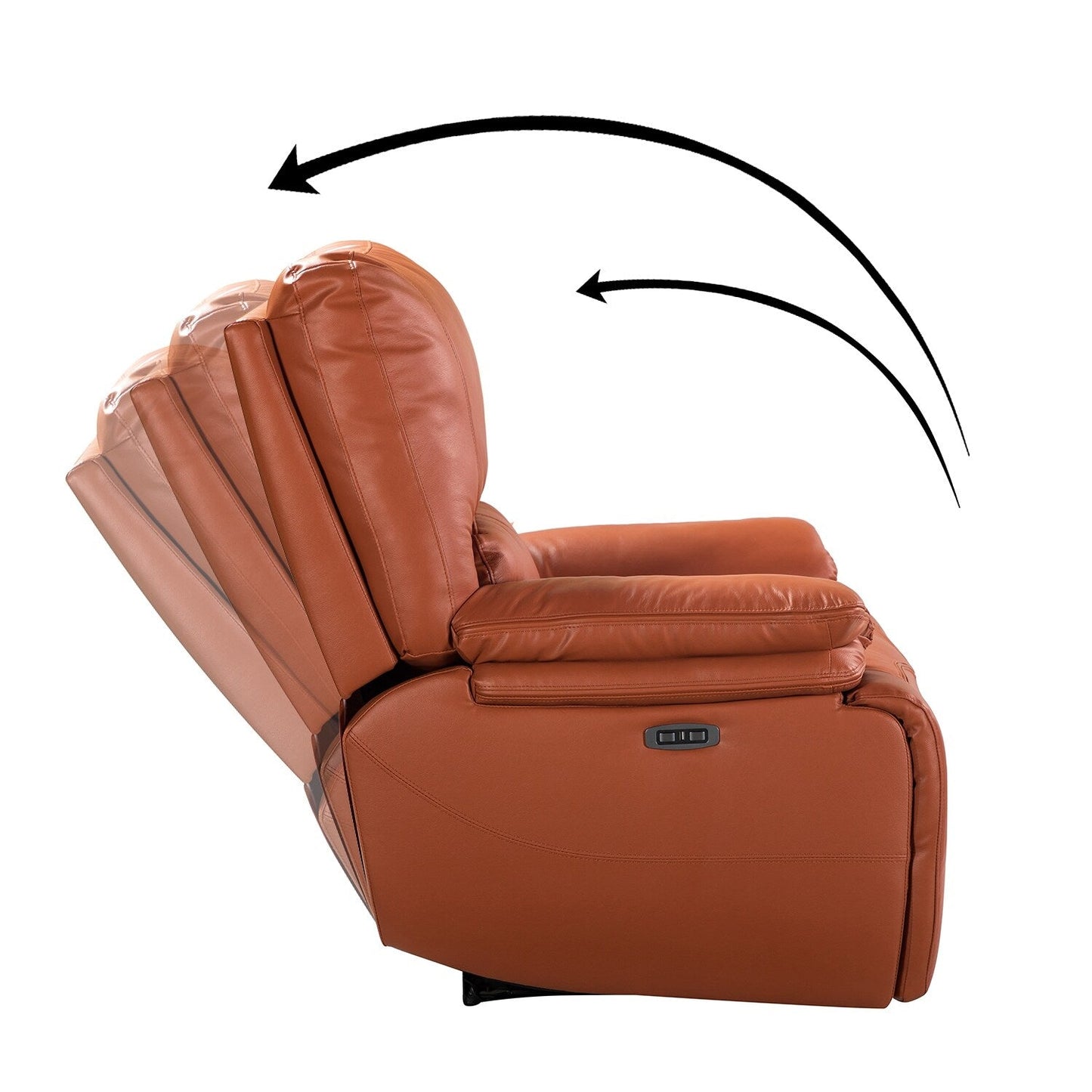Poltrona reclinabile elettrica Clara in vera pelle con cuscino imbottito, set da 2