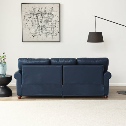 Divano classico 83 a 3 posti rivestito in pelle PU con contenitore inferiore e decorazione a borchie