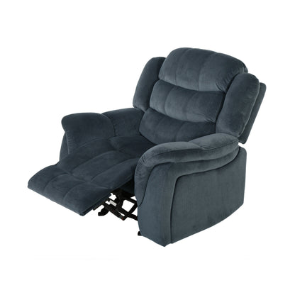 Design classico, tessuto felpato grigio acciaio, poltrona reclinabile Glider