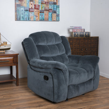 Design classico, tessuto in peluche d'acciaio, poltrona reclinabile Glider