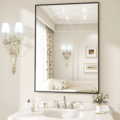 Specchio da parete per bagno rettangolare classico con cornice in metallo