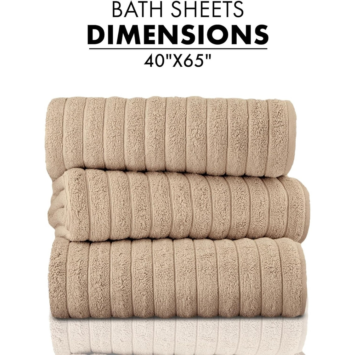 Set di 3 asciugamani turchi classici, teli da bagno in cotone e asciugamani a coste oversize, ultra morbidi e assorbenti, 40x65 cm
