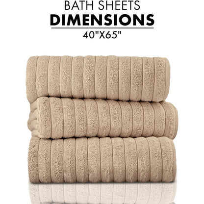 Set di 3 asciugamani turchi classici, teli da bagno in cotone e asciugamani a coste oversize, ultra morbidi e assorbenti, 40x65 cm