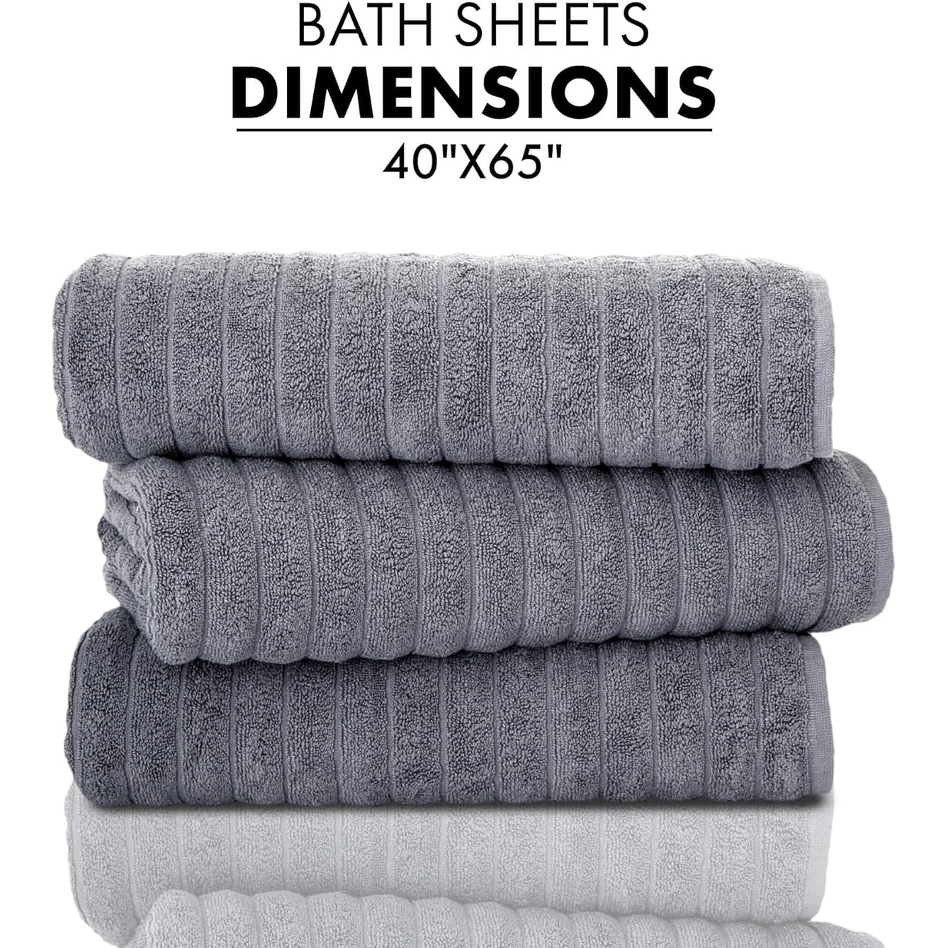 Set di 3 asciugamani turchi classici, teli da bagno in cotone e asciugamani a coste oversize, ultra morbidi e assorbenti, 40x65 cm