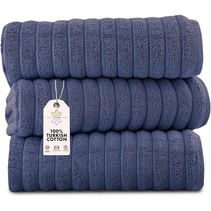 Set di 3 asciugamani turchi classici, teli da bagno in cotone e asciugamani a coste oversize, ultra morbidi e assorbenti, 40x65 cm