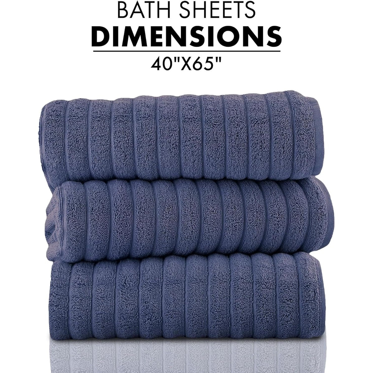 Set di 3 asciugamani turchi classici, teli da bagno in cotone e asciugamani a coste oversize, ultra morbidi e assorbenti, 40x65 cm