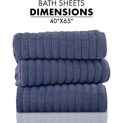Set di 3 asciugamani turchi classici, teli da bagno in cotone e asciugamani a coste oversize, ultra morbidi e assorbenti, 40x65 cm