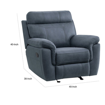 Poltrona reclinabile manuale Clif da 38 pollici, microfibra blu, legno