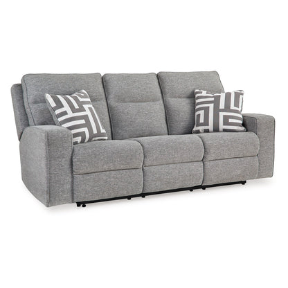 Divano reclinabile Cloe Power, grigio Performance Nuvella, 2 cuscini, 88 pollici