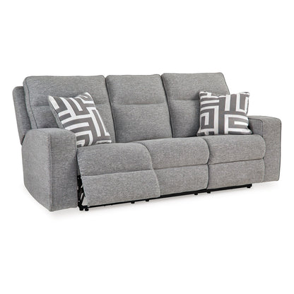 Divano reclinabile Cloe Power, grigio Performance Nuvella, 2 cuscini, 88 pollici
