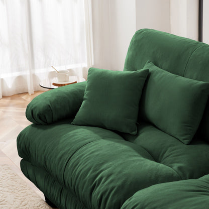 Divano a 2 posti Cloud Couch per soggiorno, divano a 2 posti in ciniglia con 2 cuscini lombari e 2 cuscini decorativi, verde ciniglia