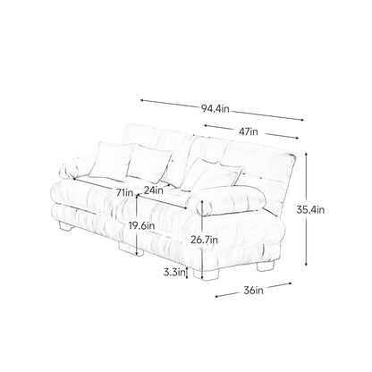 Divano a 2 posti Cloud Couch per soggiorno, divano a 2 posti in ciniglia con 2 cuscini lombari e 2 cuscini decorativi, verde ciniglia