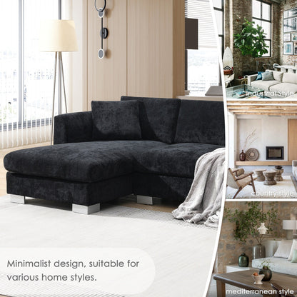 Divano componibile Cloud, set di divani di lusso a L con 2 cuscini gratuiti, mobili da interno in ciniglia a 4 posti con chaise longue oversize