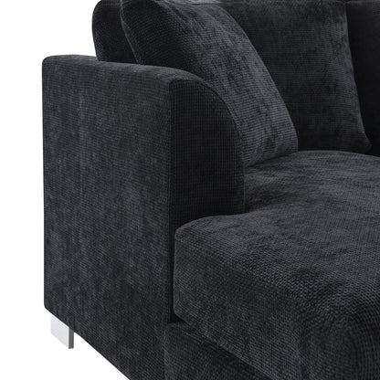 Divano componibile Cloud, set di divani di lusso a L con 2 cuscini gratuiti, mobili da interno in ciniglia a 4 posti con chaise longue oversize