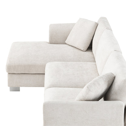 Divano componibile Cloud, set di divani di lusso a L con 2 cuscini gratuiti, mobili da interno in ciniglia a 4 posti con chaise longue oversize