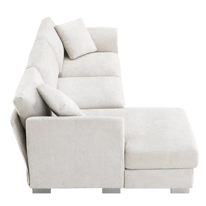 Divano componibile Cloud, set di divani di lusso a L con 2 cuscini gratuiti, mobili da interno in ciniglia a 4 posti con chaise longue oversize