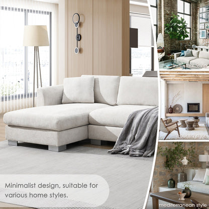 Divano componibile Cloud, set di divani di lusso a L con 2 cuscini gratuiti, mobili da interno in ciniglia a 4 posti con chaise longue oversize