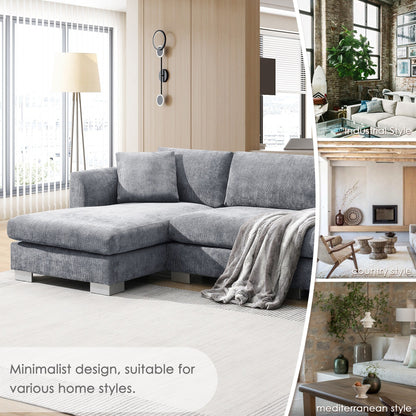 Divano componibile Cloud, set di divani di lusso a L con 2 cuscini gratuiti, mobili da interno in ciniglia a 4 posti con chaise longue oversize