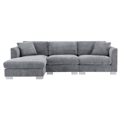 Divano componibile Cloud, set di divani di lusso a L con 2 cuscini gratuiti, mobili da interno in ciniglia a 4 posti con chaise longue oversize