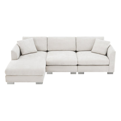 Divano componibile Cloud, set di divani di lusso a L con 2 cuscini gratuiti, mobili da interno in ciniglia a 4 posti con chaise longue oversize