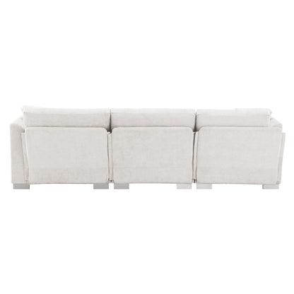 Divano componibile Cloud, set di divani di lusso a L con 2 cuscini gratuiti, mobili da interno in ciniglia a 4 posti con chaise longue oversize