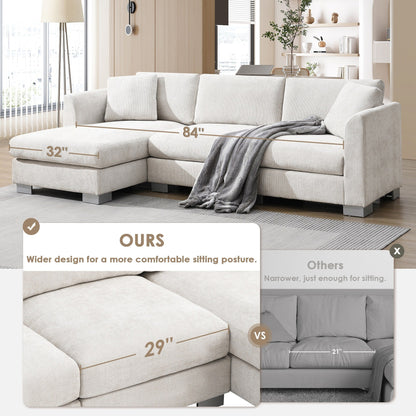 Divano componibile Cloud, set di divani di lusso a L con 2 cuscini gratuiti, mobili da interno in ciniglia a 4 posti con chaise longue oversize