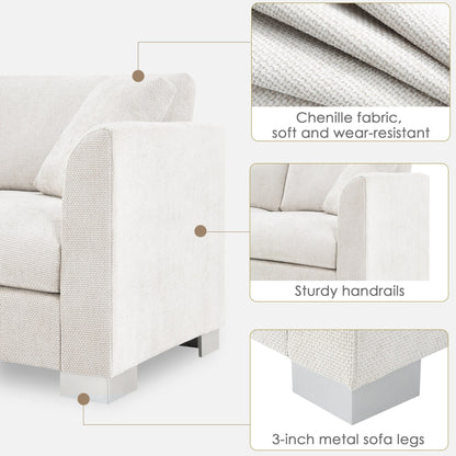 Divano componibile Cloud, set di divani di lusso a L con 2 cuscini gratuiti, mobili da interno in ciniglia a 4 posti con chaise longue oversize