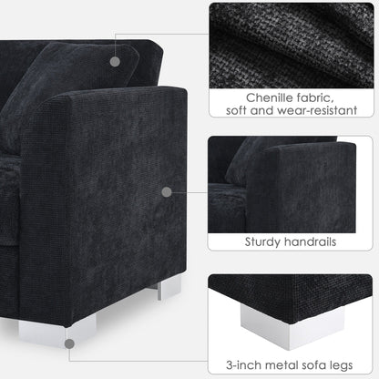 Divano componibile Cloud, set di divani di lusso a L con 2 cuscini gratuiti, mobili da interno in ciniglia a 4 posti con chaise longue oversize
