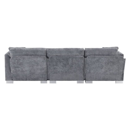 Divano componibile Cloud, set di divani di lusso a L con 2 cuscini gratuiti, mobili da interno in ciniglia a 4 posti con chaise longue oversize