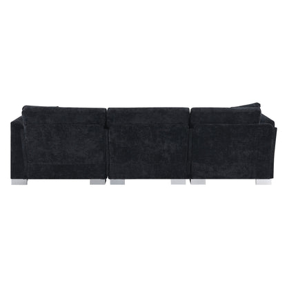 Divano componibile Cloud, set di divani di lusso a L con 2 cuscini gratuiti, mobili da interno in ciniglia a 4 posti con chaise longue oversize